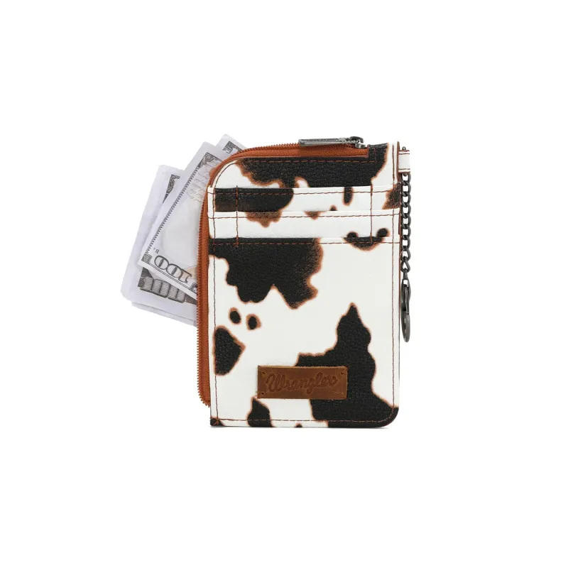 Wrangler Brown Cow Print Zip Card Case made by Montana West