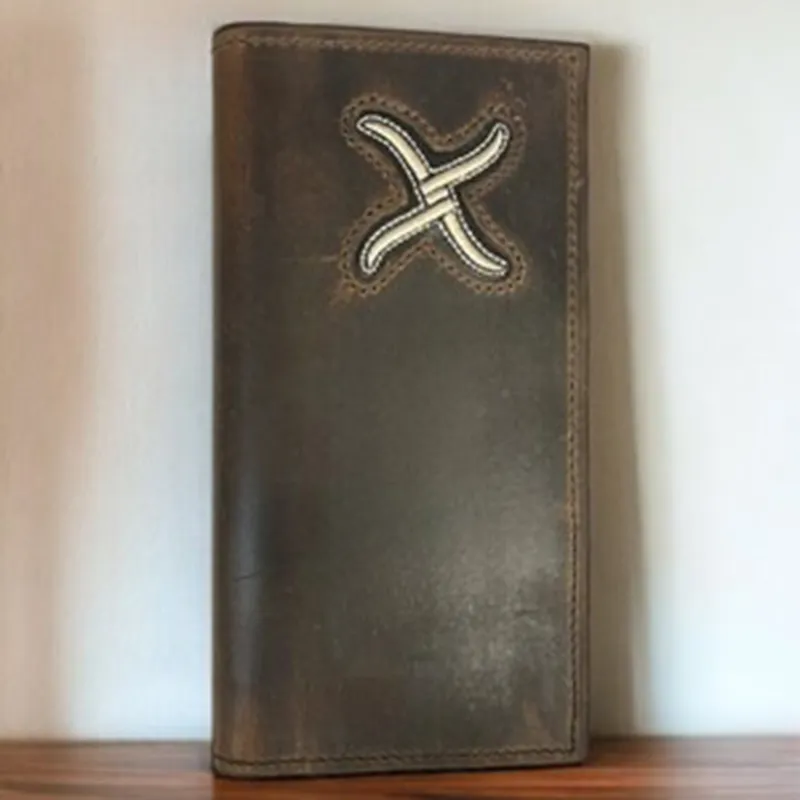 Twisted X Distressed White Inlay Checkbook/Wallet made by Twisted X