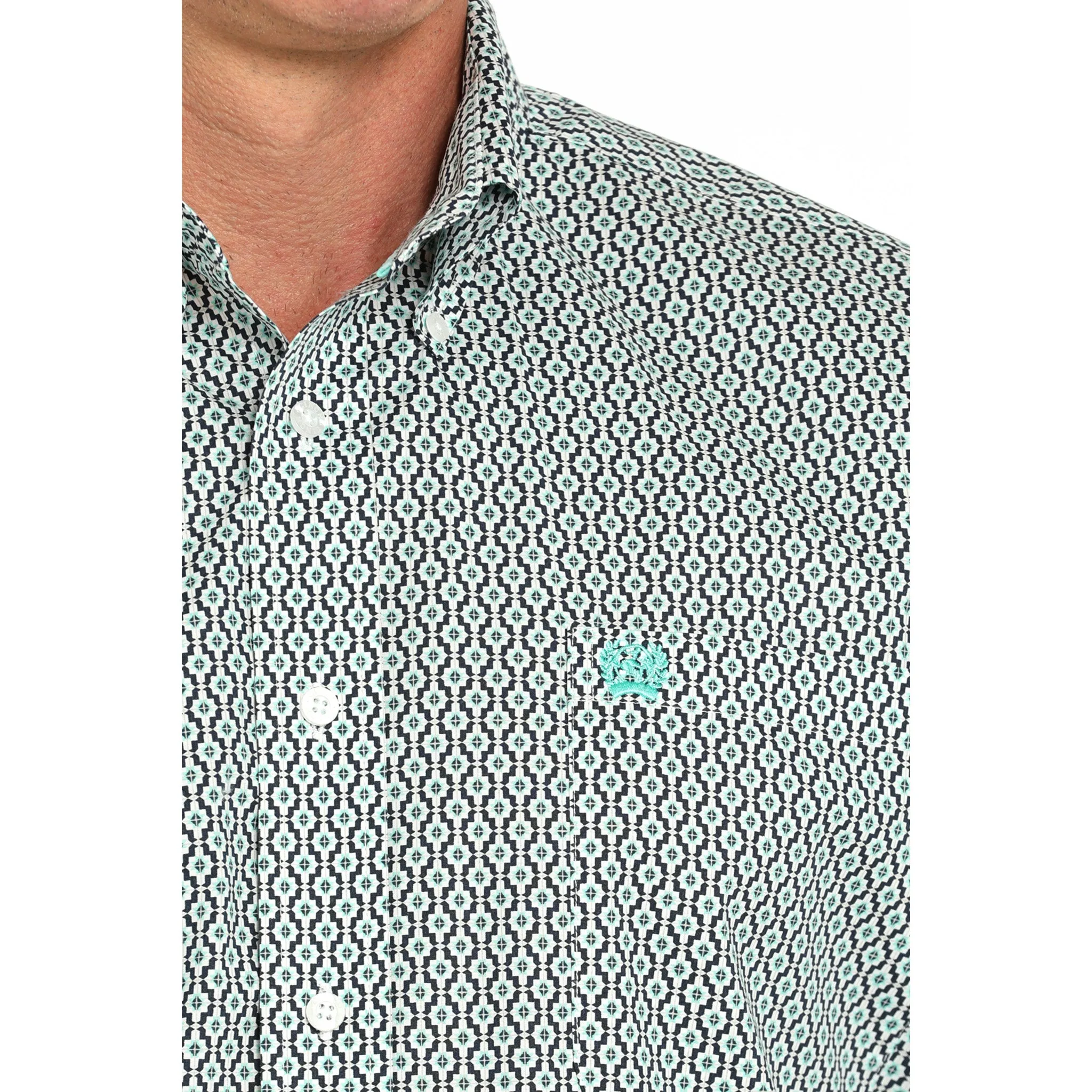 Cinch Men's White, Turquoise and Navy Geo Long Sleeve Shirt sold by Western Edge product image thumbnail 4