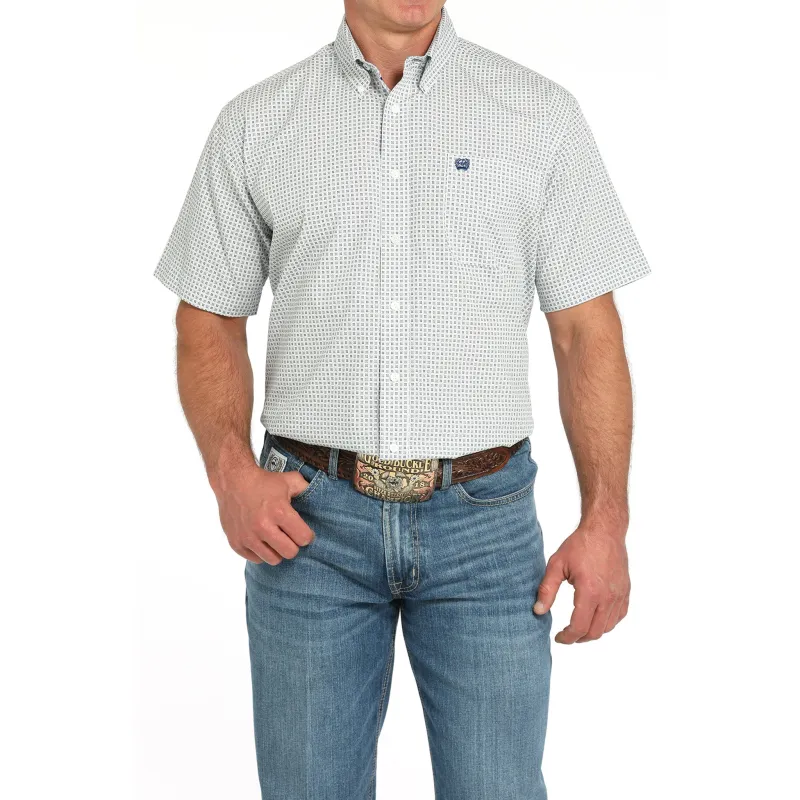 Cinch Men's Short Sleeve White Geo Print Shirt sold by Western Edge