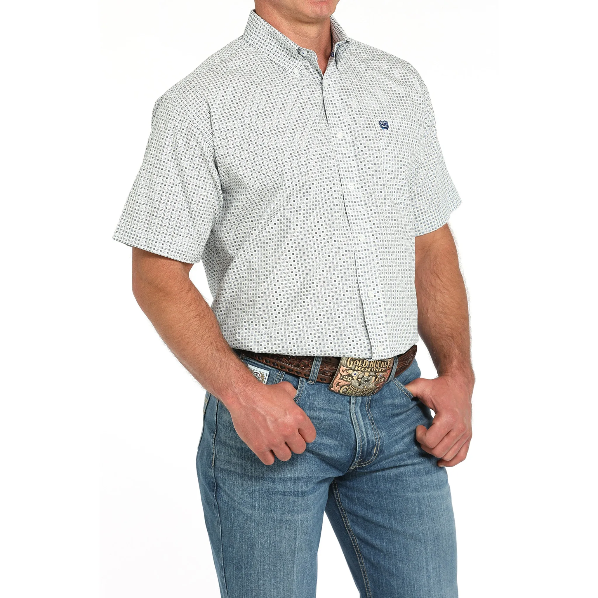 Cinch Men's Short Sleeve White Geo Print Shirt sold by Western Edge product image thumbnail 2