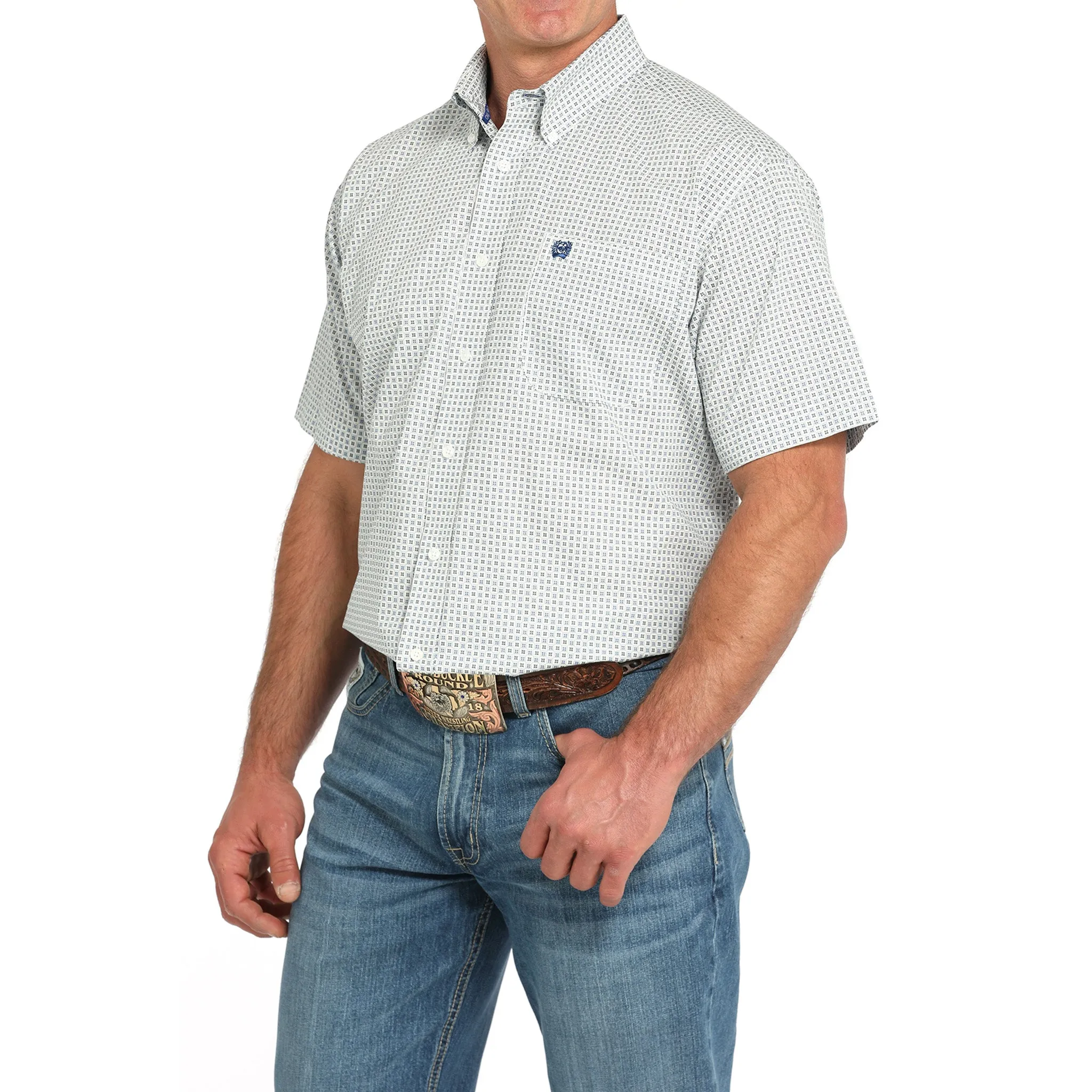 Cinch Men's Short Sleeve White Geo Print Shirt sold by Western Edge product image thumbnail 3