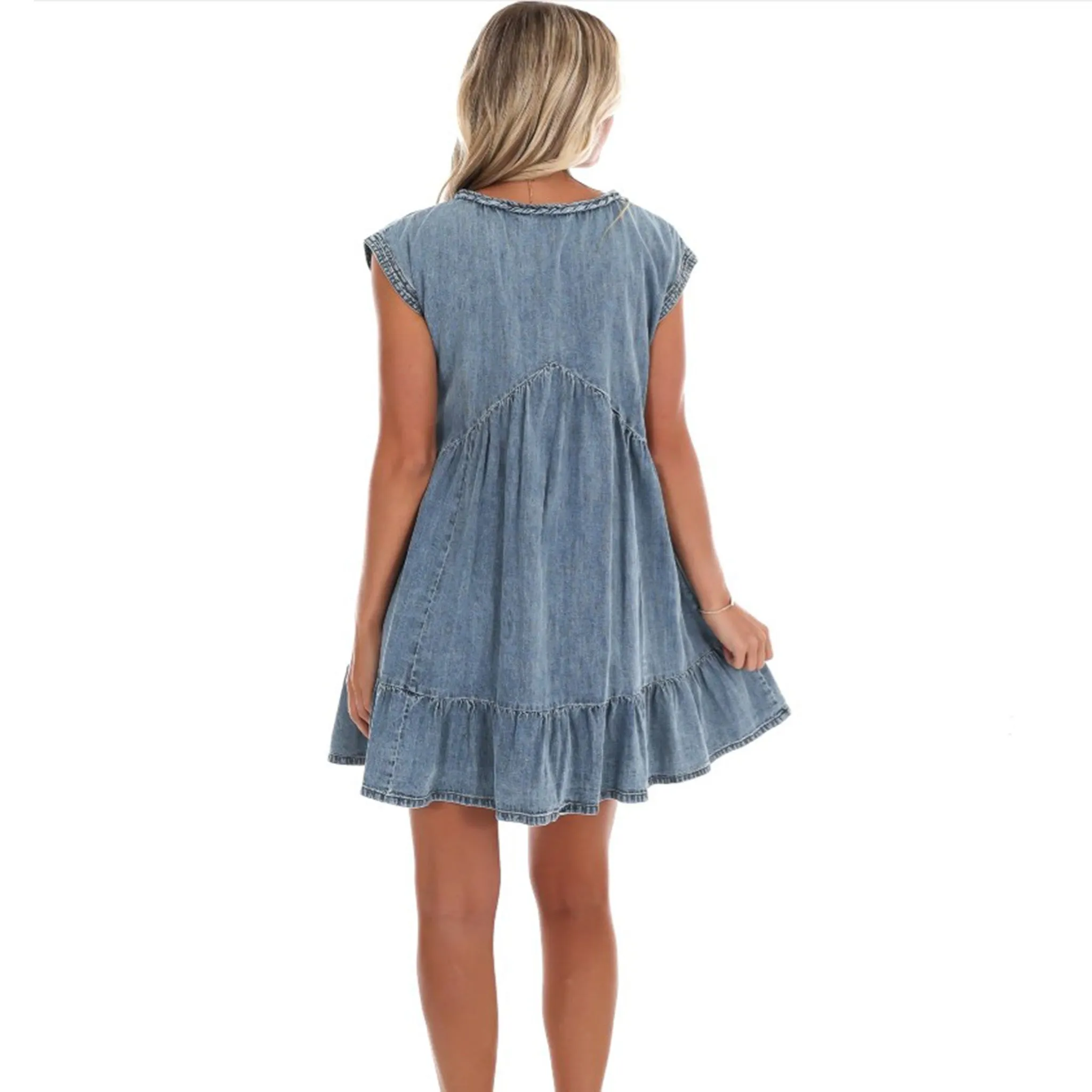 Denim Braided Trim Dress sold by Western Edge product image thumbnail 3