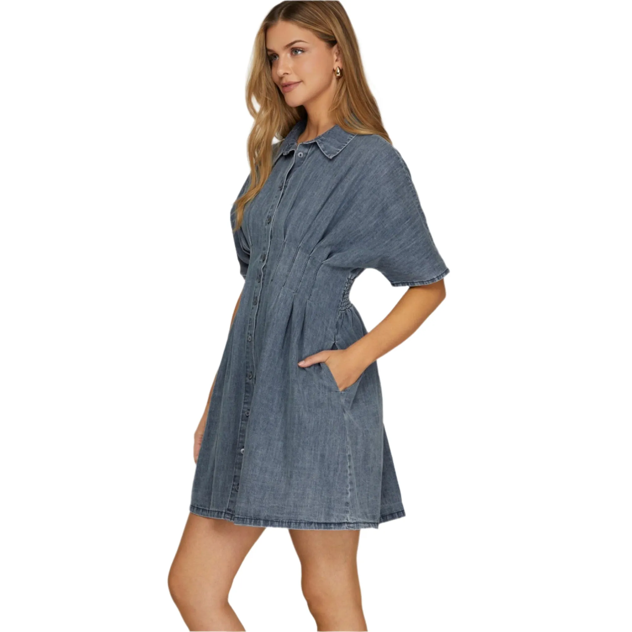 Denim Smock Short Sleeve Dress sold by Western Edge product image thumbnail 2