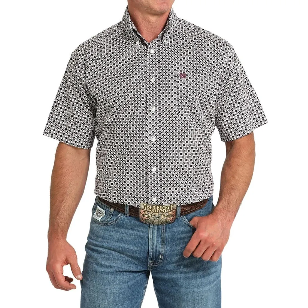 Cinch Mens White/Black Diamond Short Sleeve sold by Western Edge