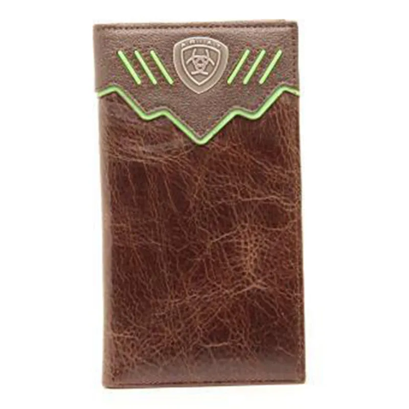 Ariat Men's Chocolate/Lime Rodeo Wallet made by Ariat