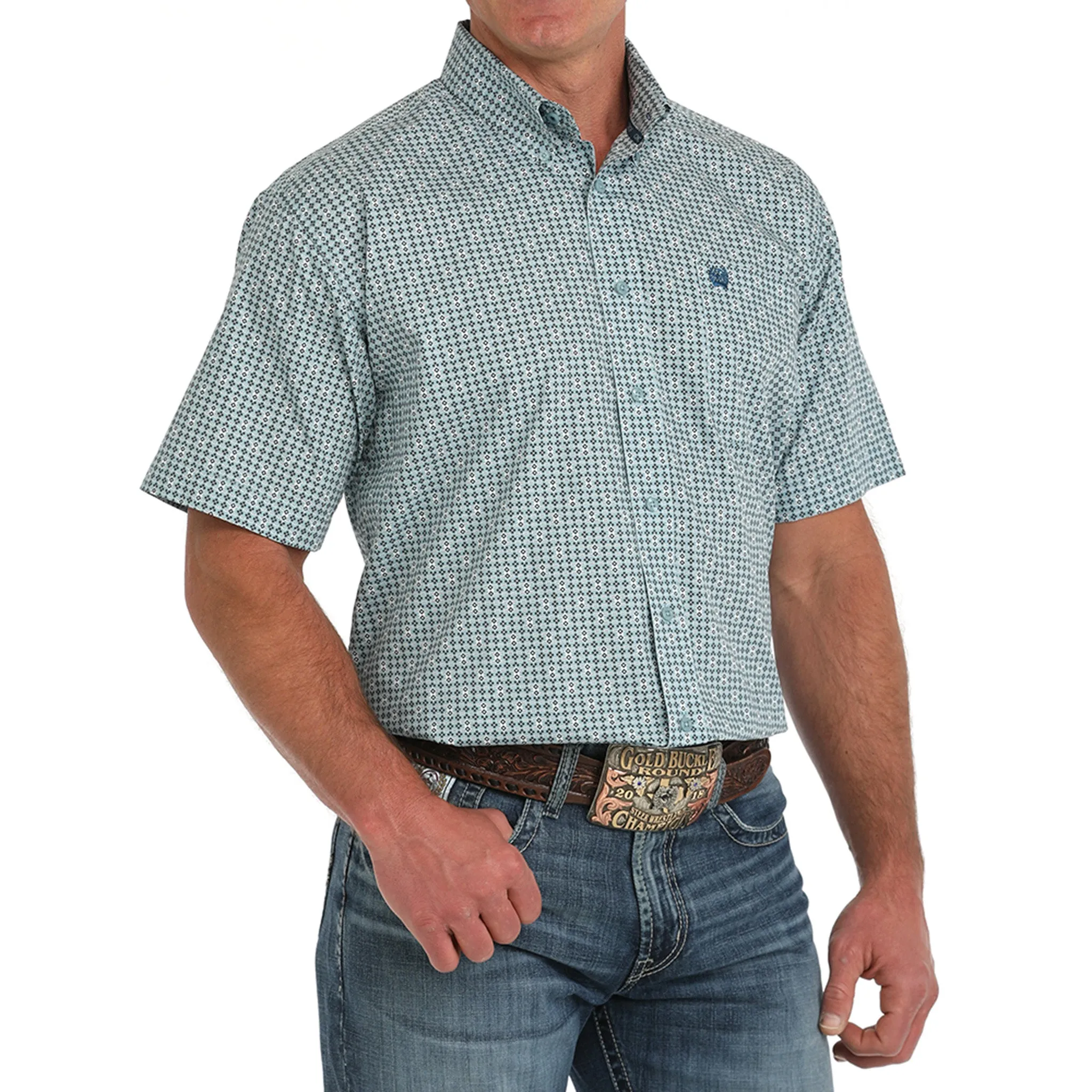 Cinch Men's Green Geo Print Shirt sold by Western Edge product image thumbnail 3