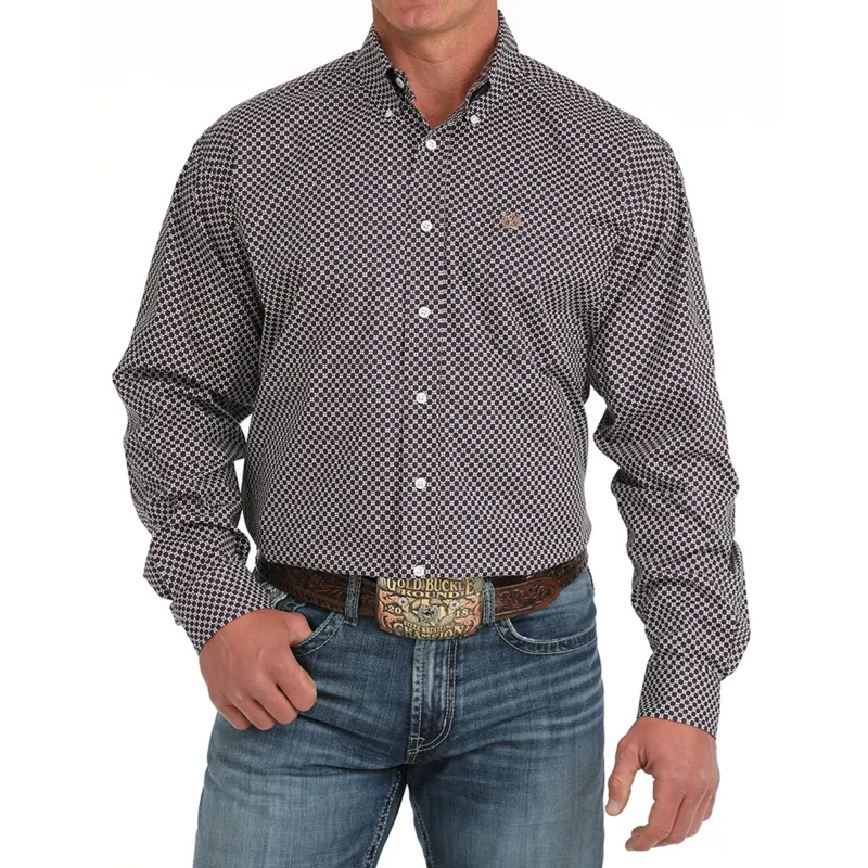 Cinch Men's Purple Geo Print Shirt made by Western Edge