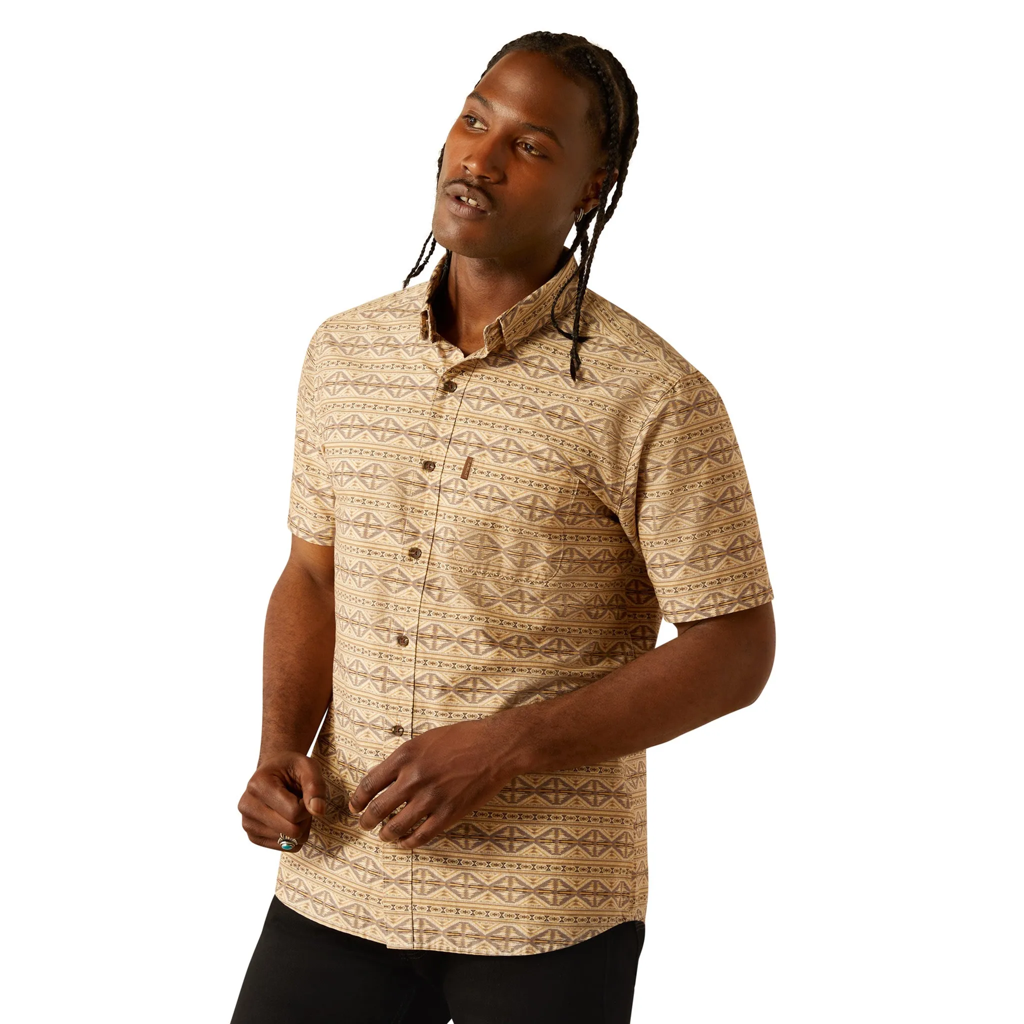 Ariat Merritt Modern Fit Cream Short Sleeve Shirt sold by Western Edge