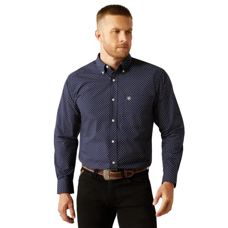 Ariat Navy Dot Print Button Down Shirt sold by Western Edge