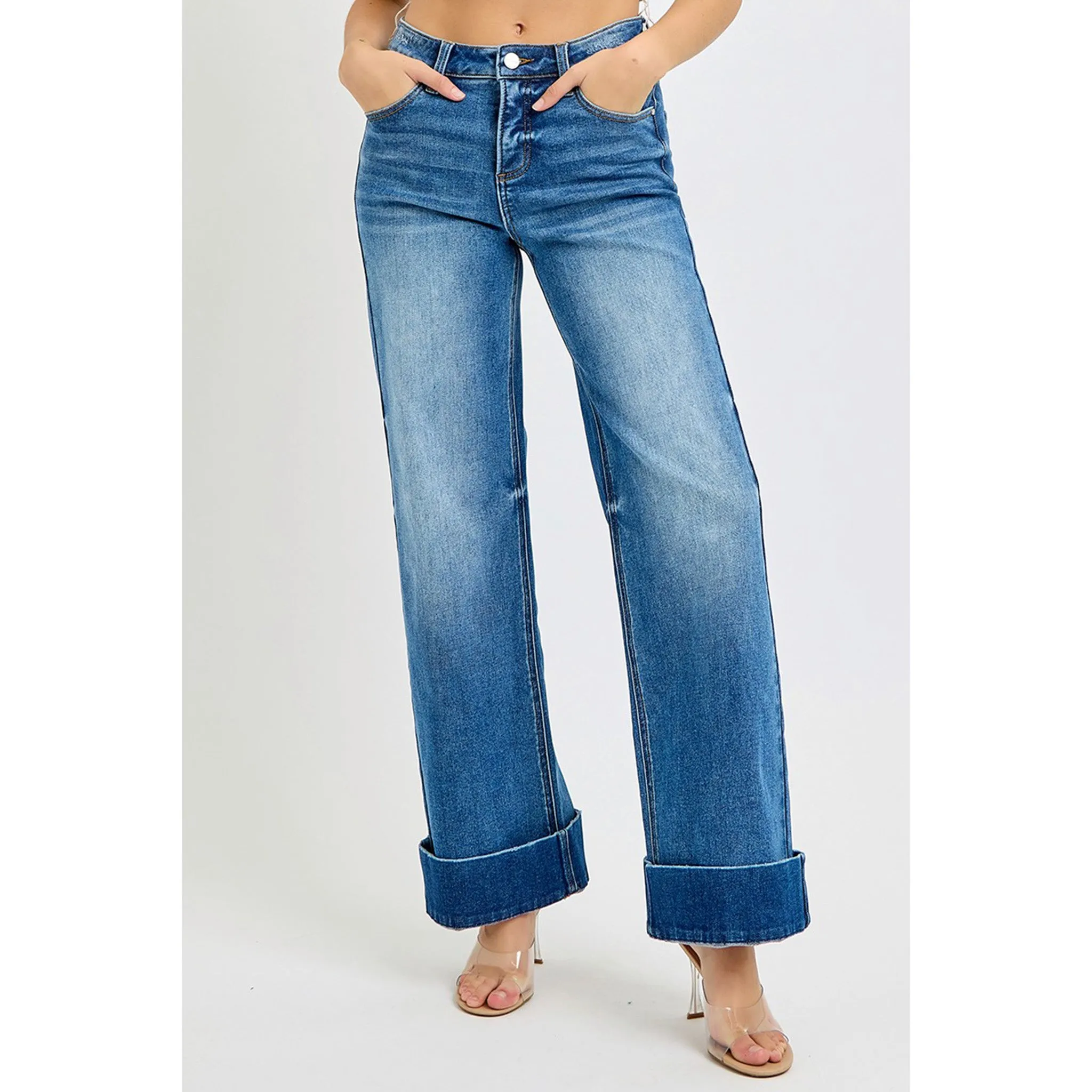 Risen Women's Dark High Rise Ankle Cuff Jeans sold by Western Edge product image thumbnail 2