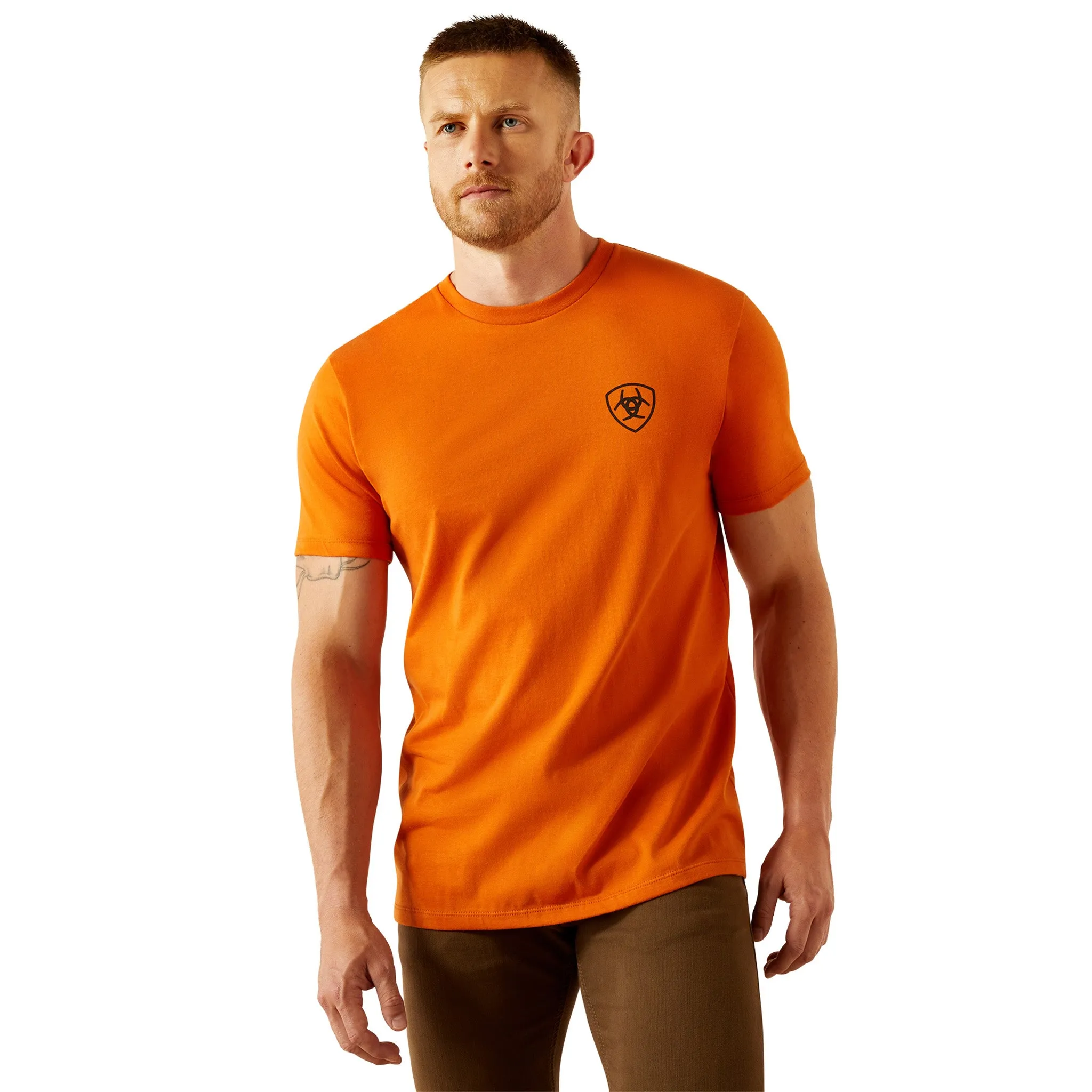 Ariat Men's Rust Orange Barbwire Flag & Shield Tee sold by Western Edge product image thumbnail 2