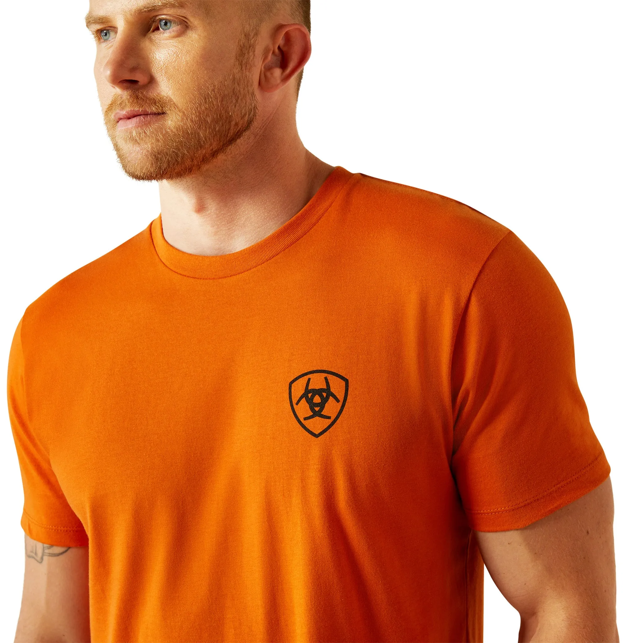 Ariat Men's Rust Orange Barbwire Flag & Shield Tee sold by Western Edge product image thumbnail 3