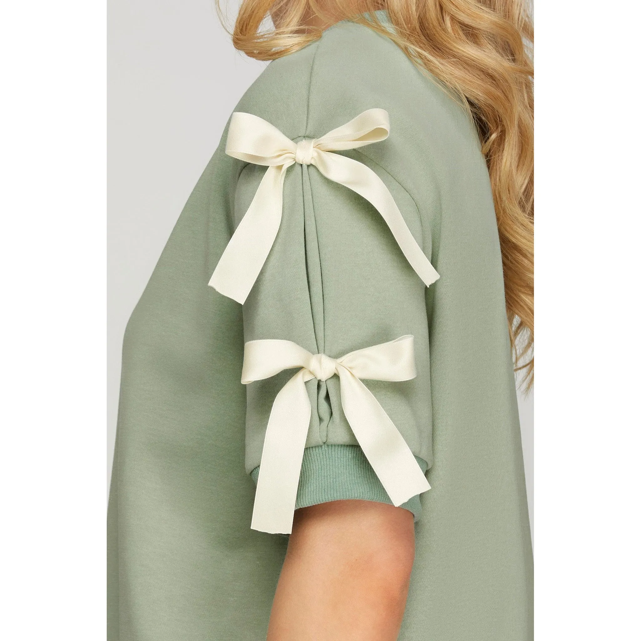 Seafoam Short Sleeve Top with Cream Accent Bows sold by Western Edge product image thumbnail 4