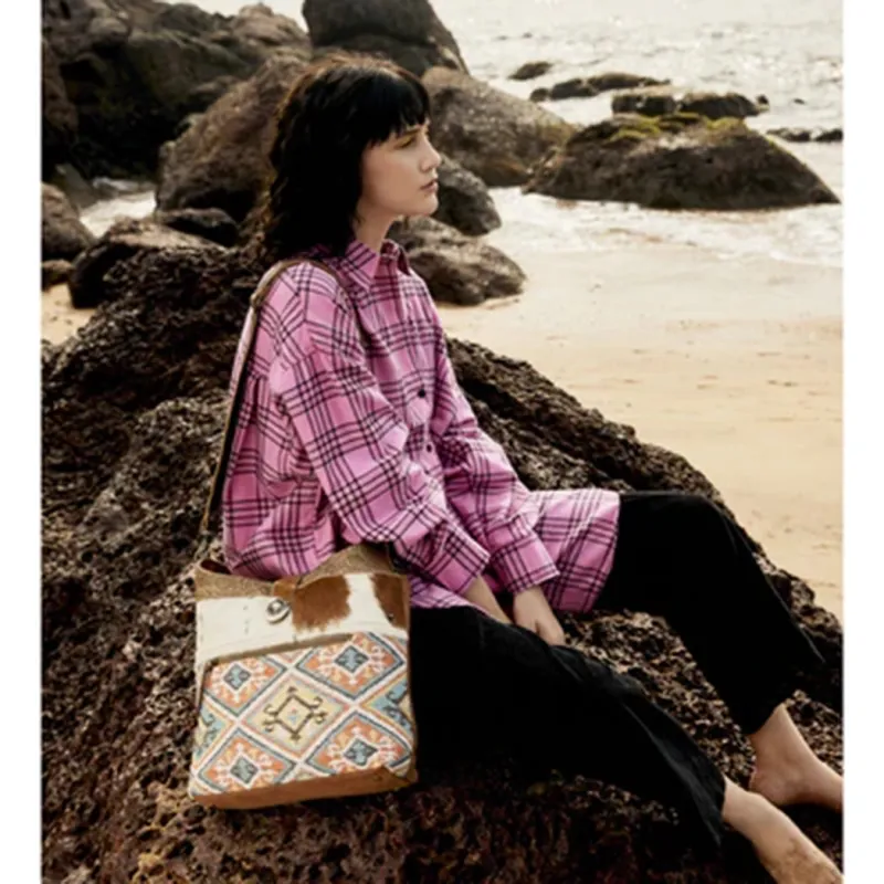 Myra Bags Hairon Hide Multipastel Shoulder Bag sold by Western Edge