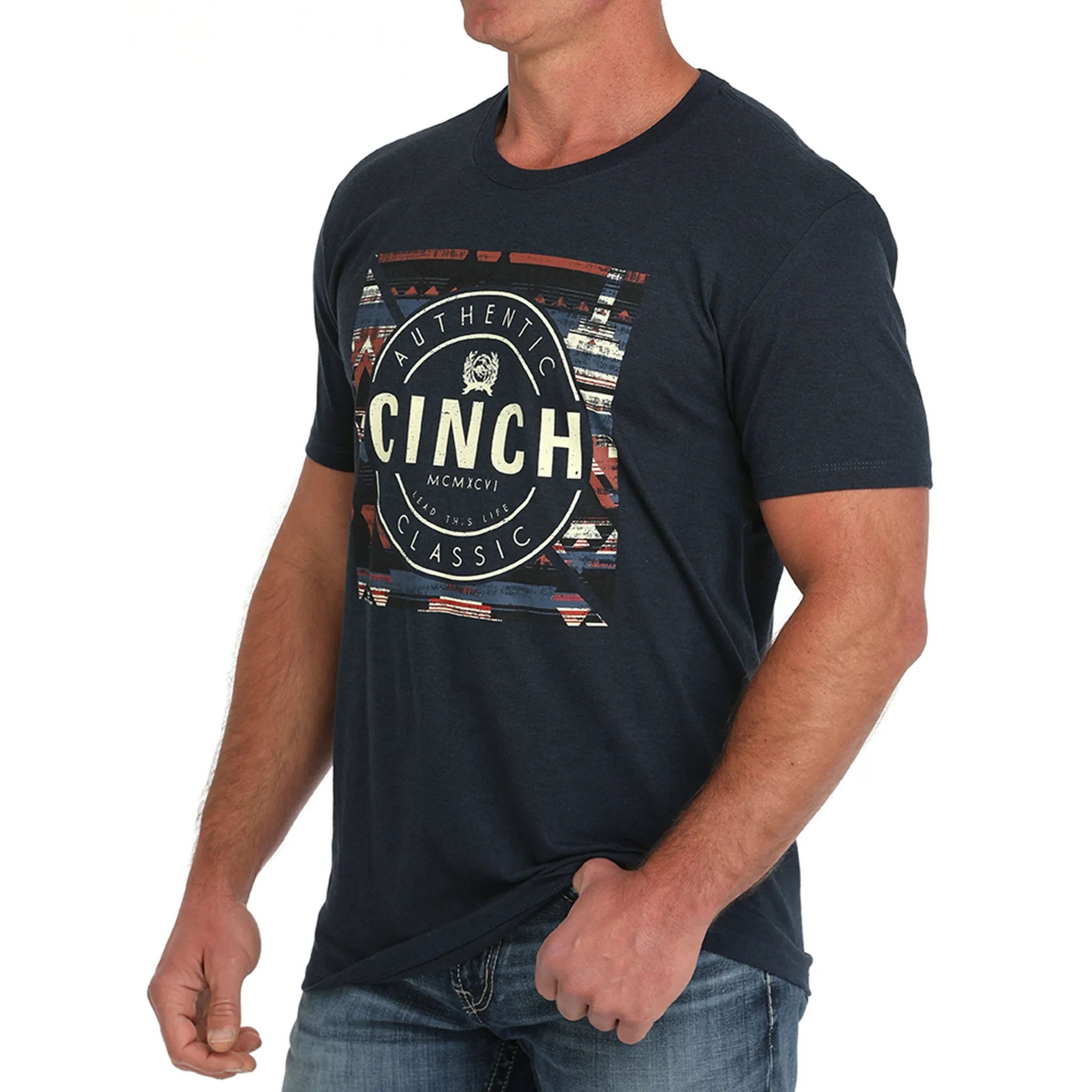 Cinch Men's Navy Aztec Tee sold by Western Edge product image thumbnail 2