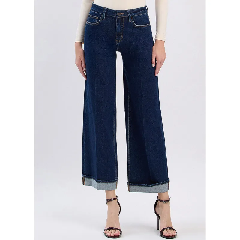 Vervet High Rise Cuffed Ankle Wide Jeans made by Vervet