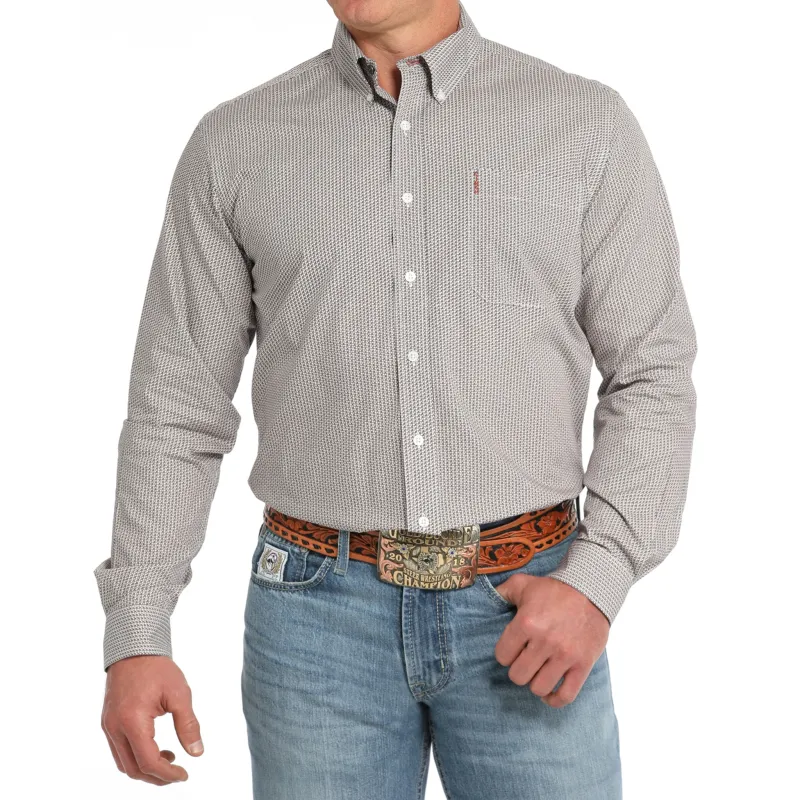 Cinch Men's White Multi Geo Long Sleeve Shirt sold by Western Edge