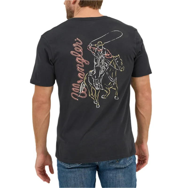 Wrangler Men's Black Neon Cowboy Tee made by Western Edge