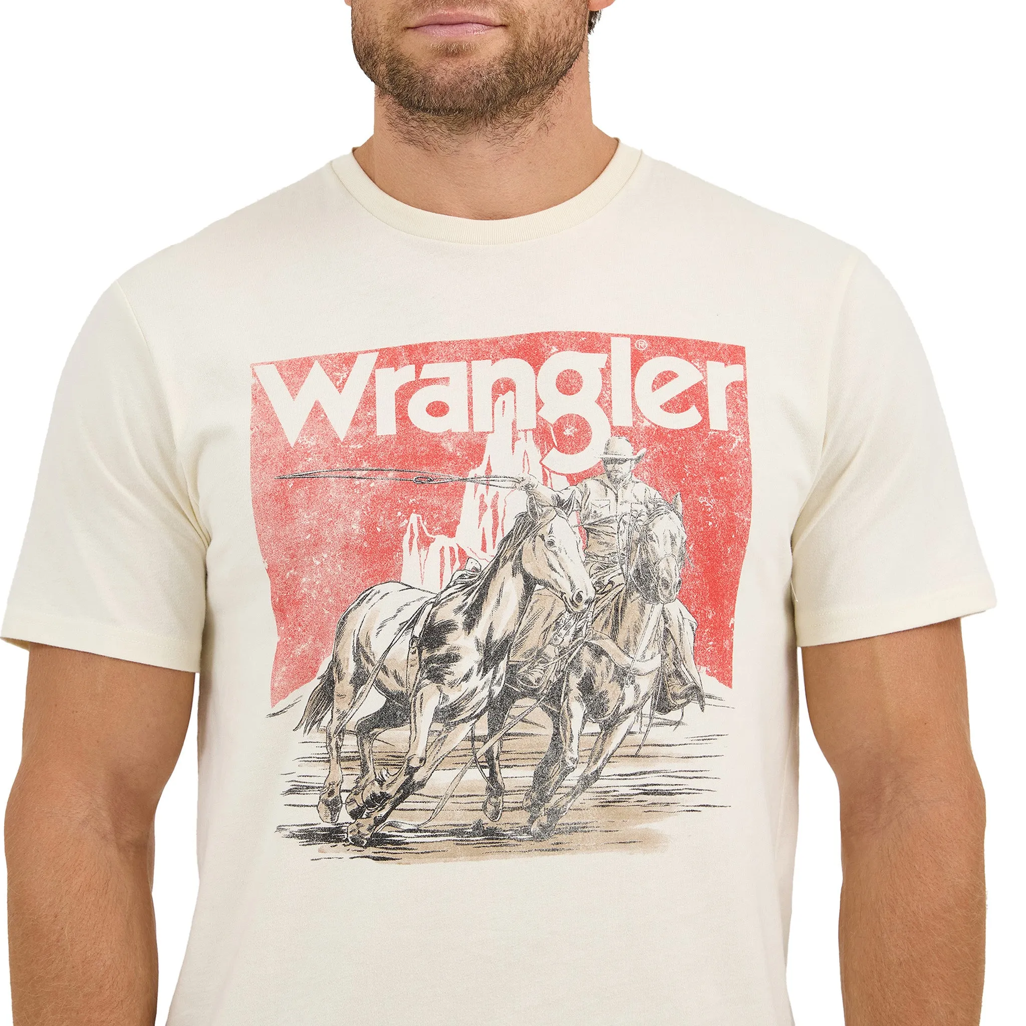 Wrangler Men's Cream Horses & Mountain Tee sold by Western Edge product image thumbnail 3