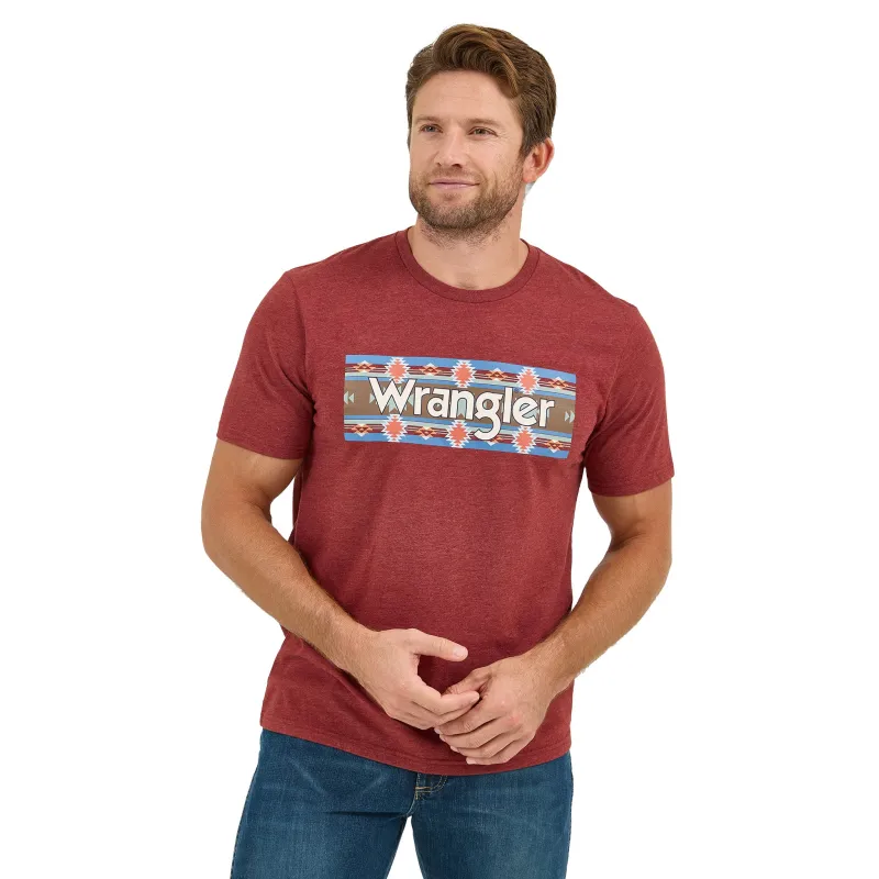 Wrangler Men's Brown Heather Aztec Tee made by Western Edge
