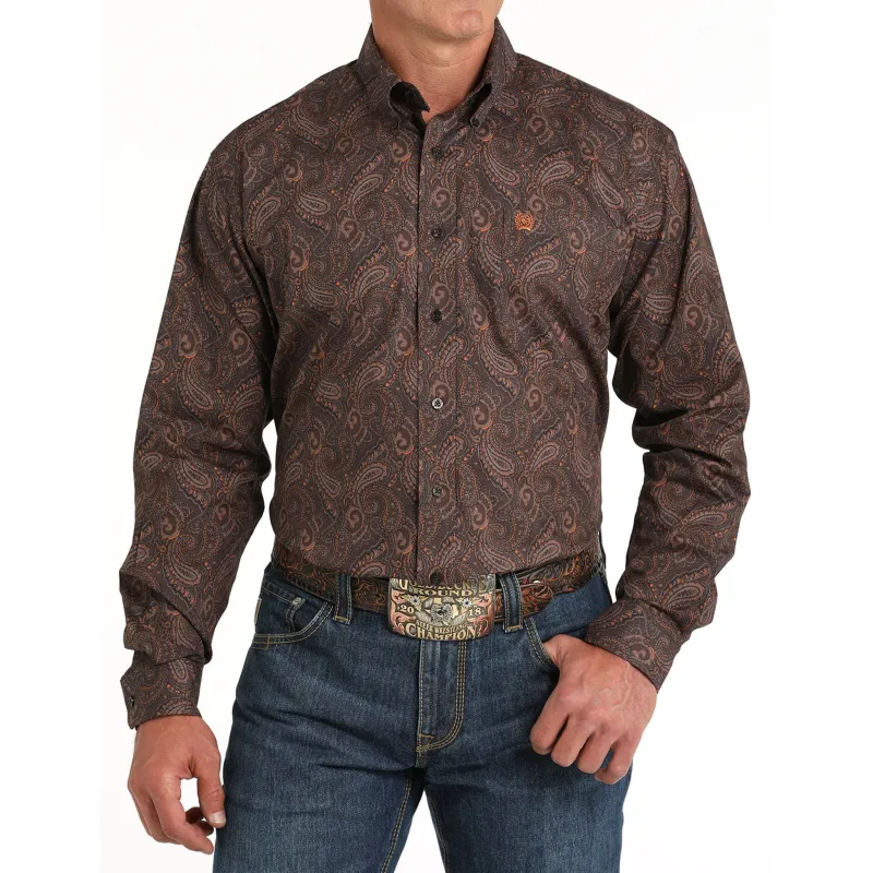 Cinch Men's Brown Paisley Long Sleeve sold by Western Edge