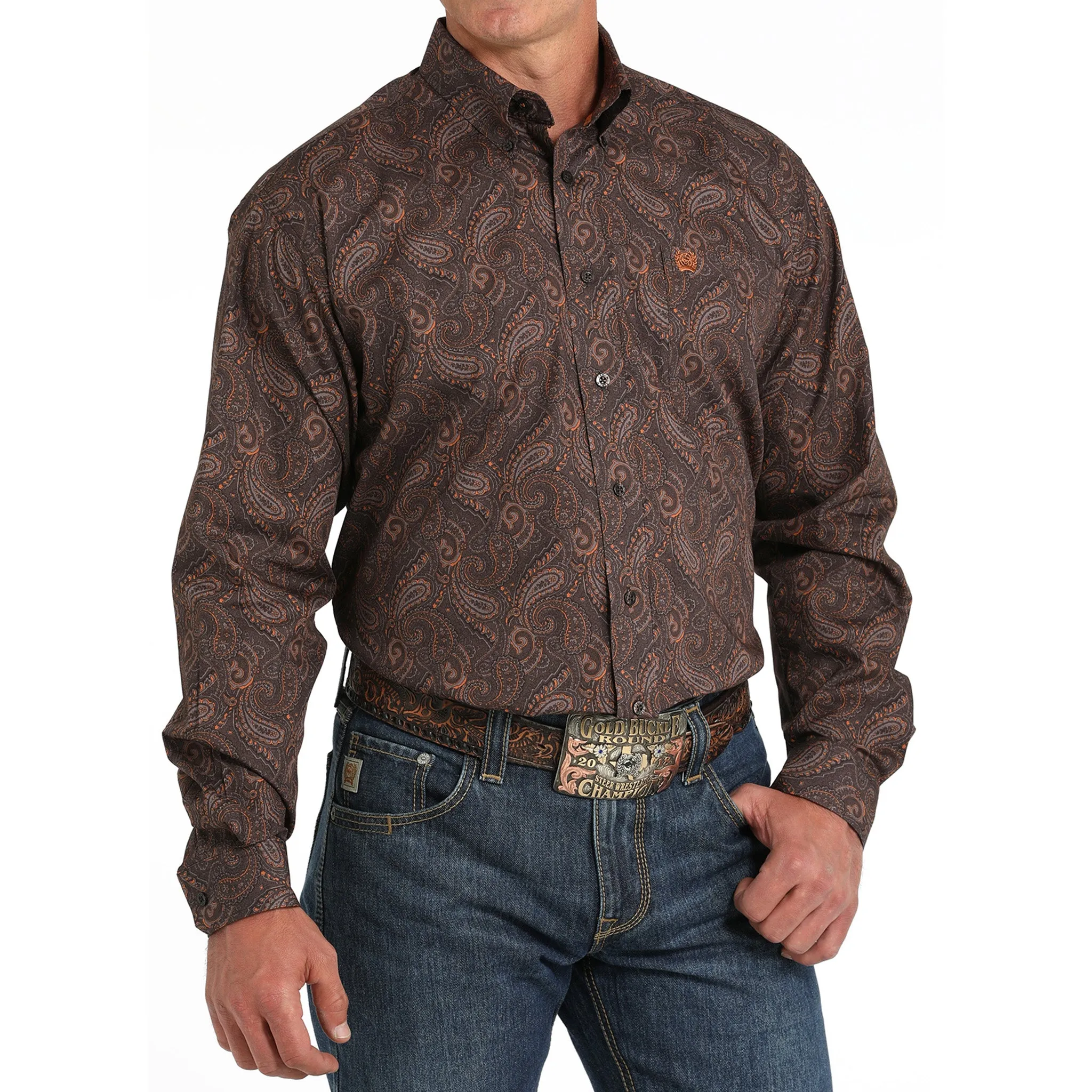 Cinch Men's Brown Paisley Long Sleeve sold by Western Edge product image thumbnail 3