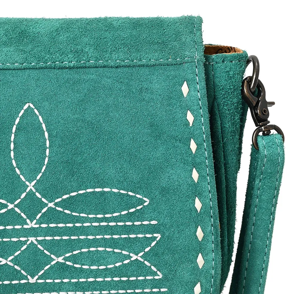 American Darling Turquoise Roughout Boot Stitch Leather Crossbody sold by Western Edge product image thumbnail 5