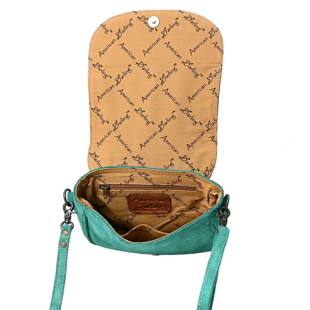 American Darling Turquoise Roughout Boot Stitch Leather Crossbody sold by Western Edge product image thumbnail 4