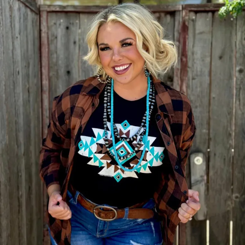 Texas True Threads Kearstin Aztec Tee made by Western Edge