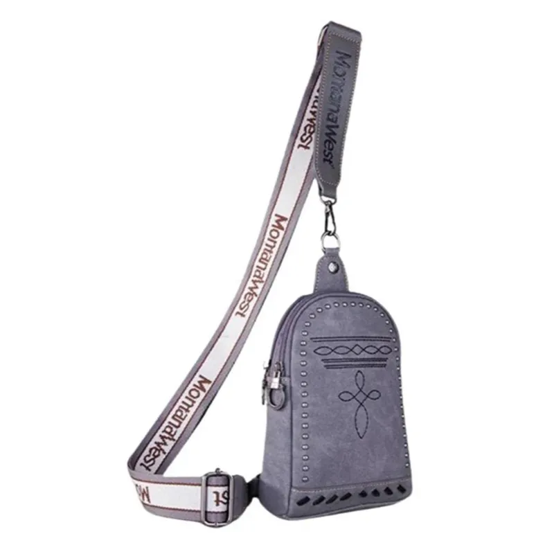 Montana West Grey Boot Stitch Crossbody made by Montana West