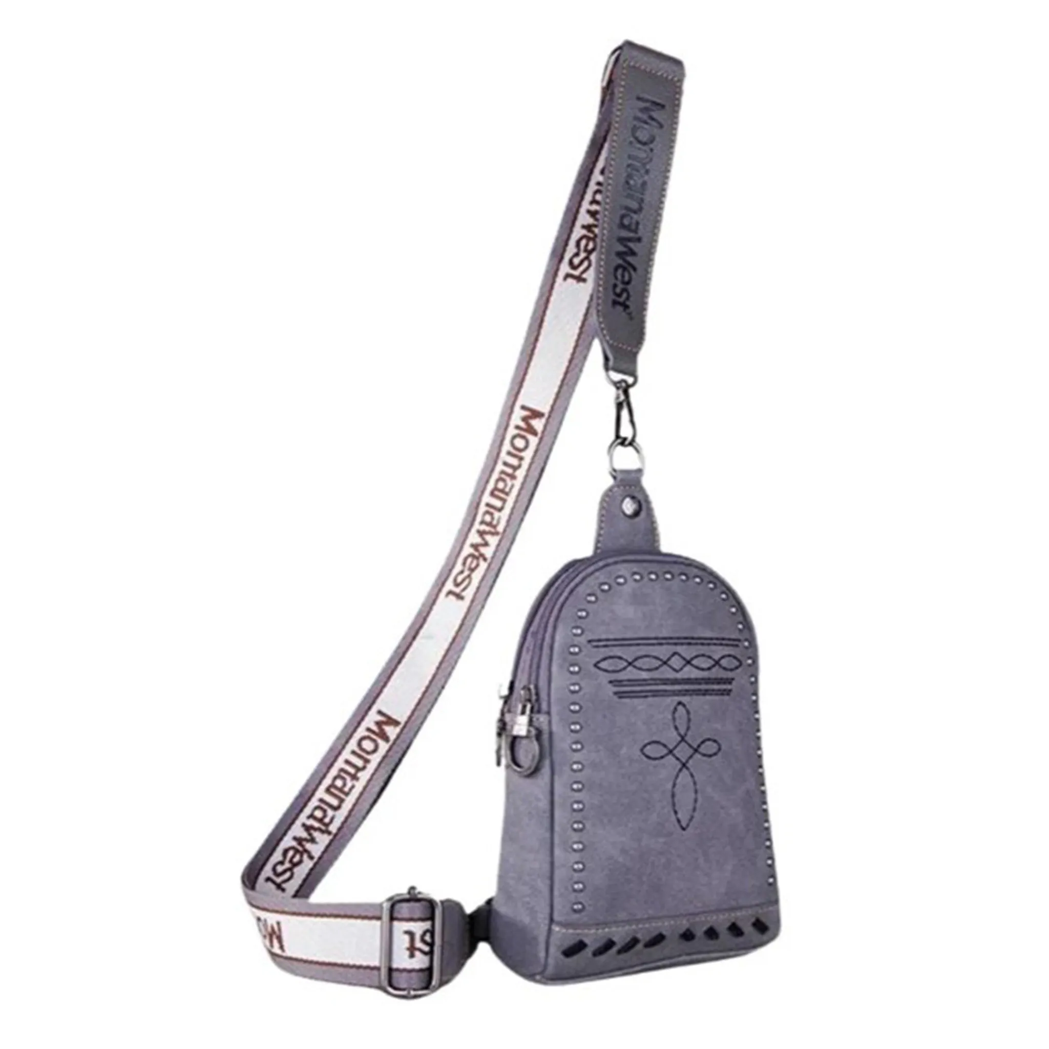 Montana West Grey Boot Stitch Crossbody sold by Western Edge