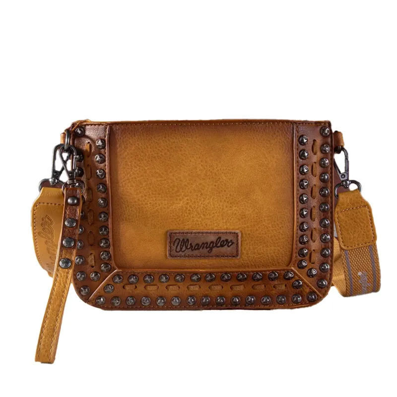 Montana West Wrangler Yellow Rivet Studded Crossbody Wristlet made by Montana West