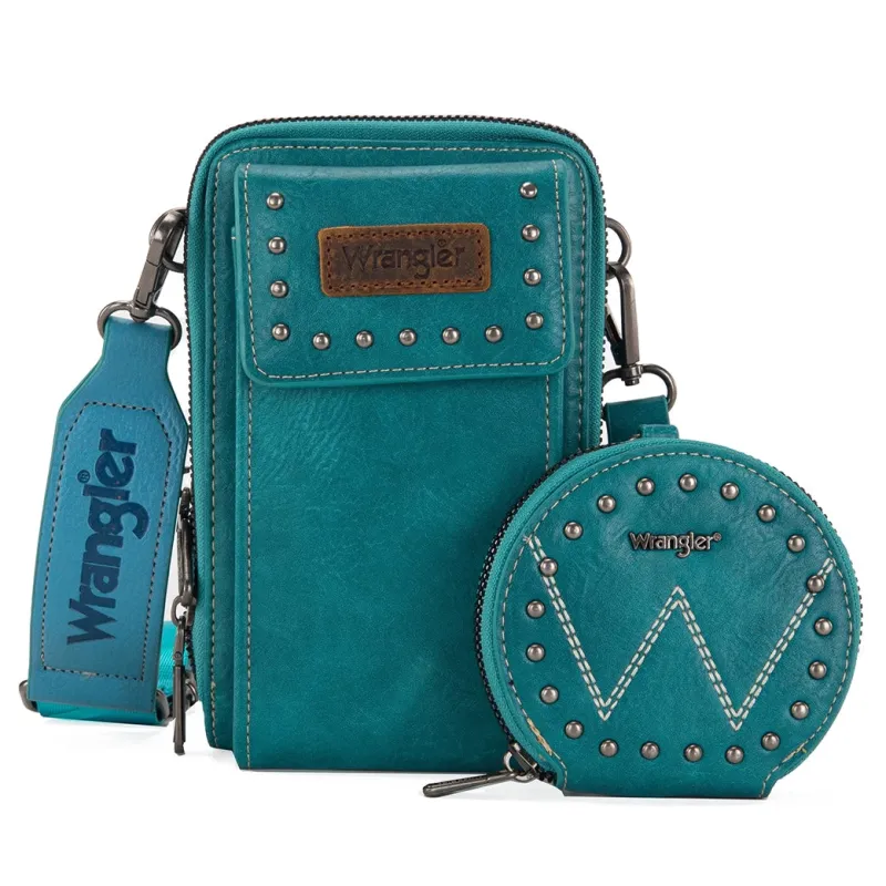 Wrangler Turquoise Cell Phone Crossbody with Coin Pouch made by Montana West