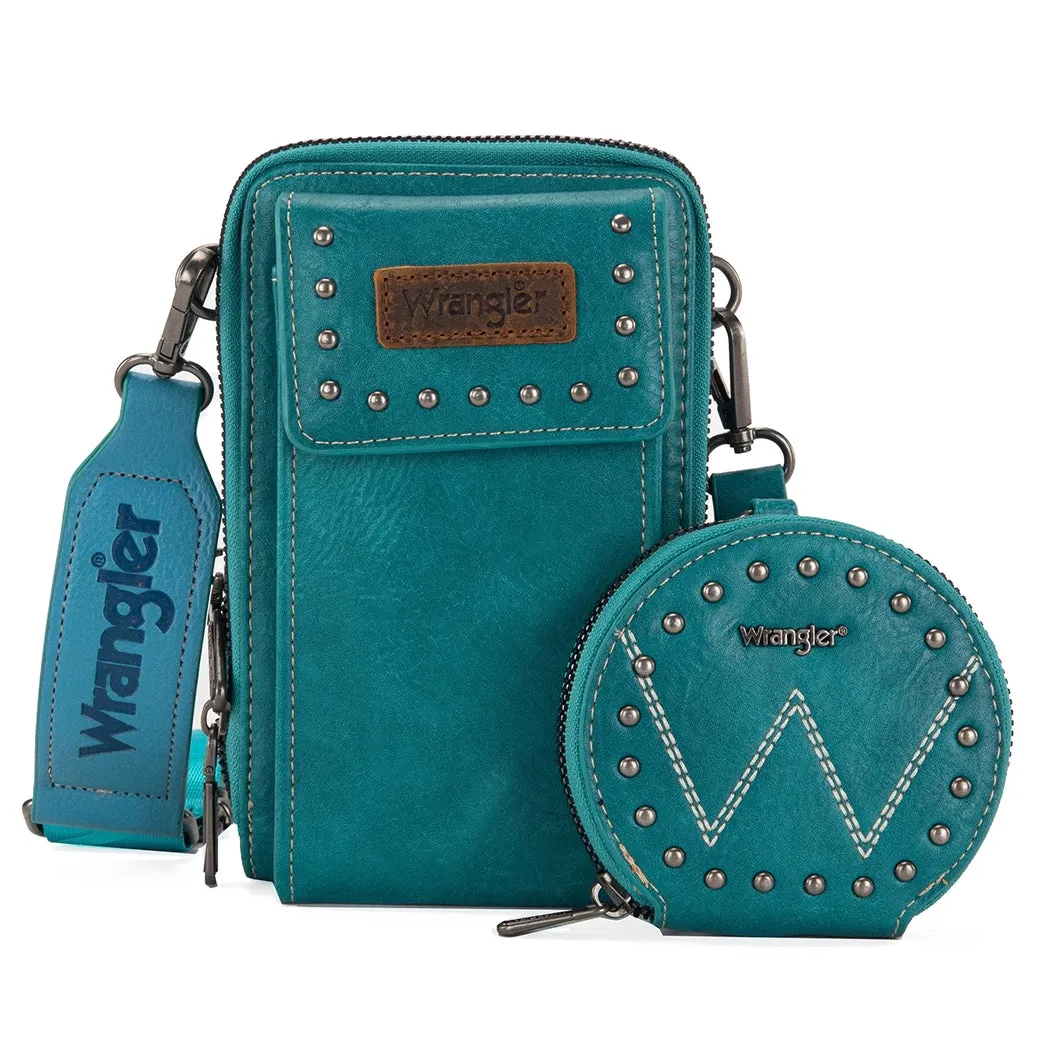 Wrangler Turquoise Cell Phone Crossbody with Coin Pouch sold by Western Edge