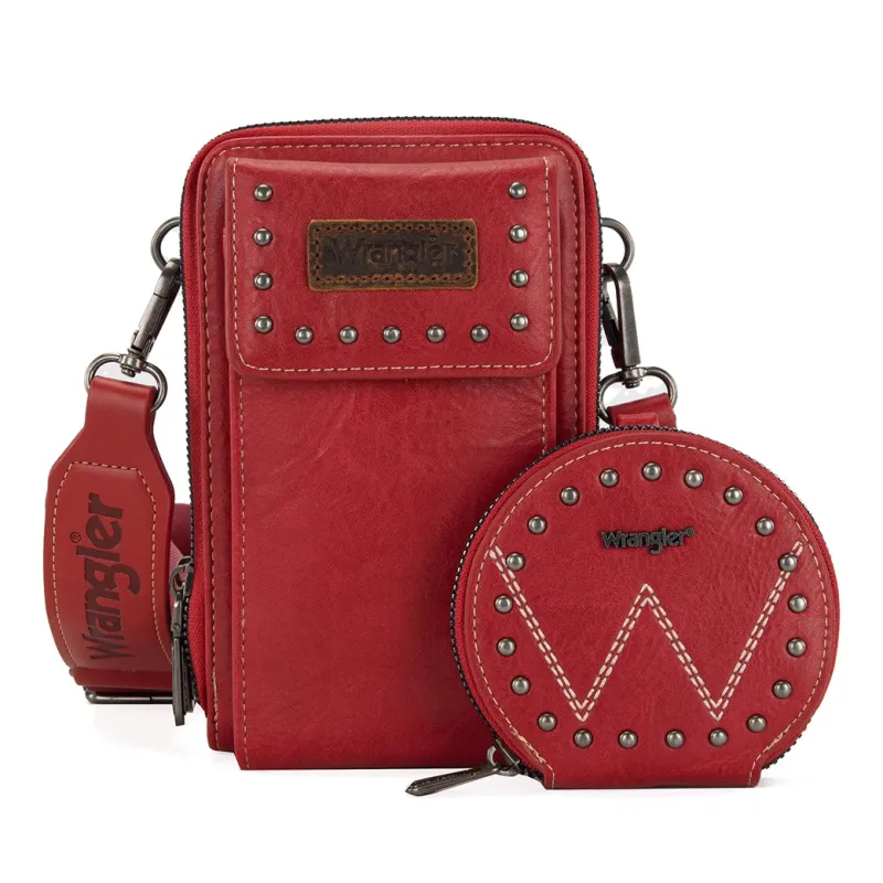 Montana West Wrangler Red Cell Phone Crossbody with Coin Pouch made by Montana West