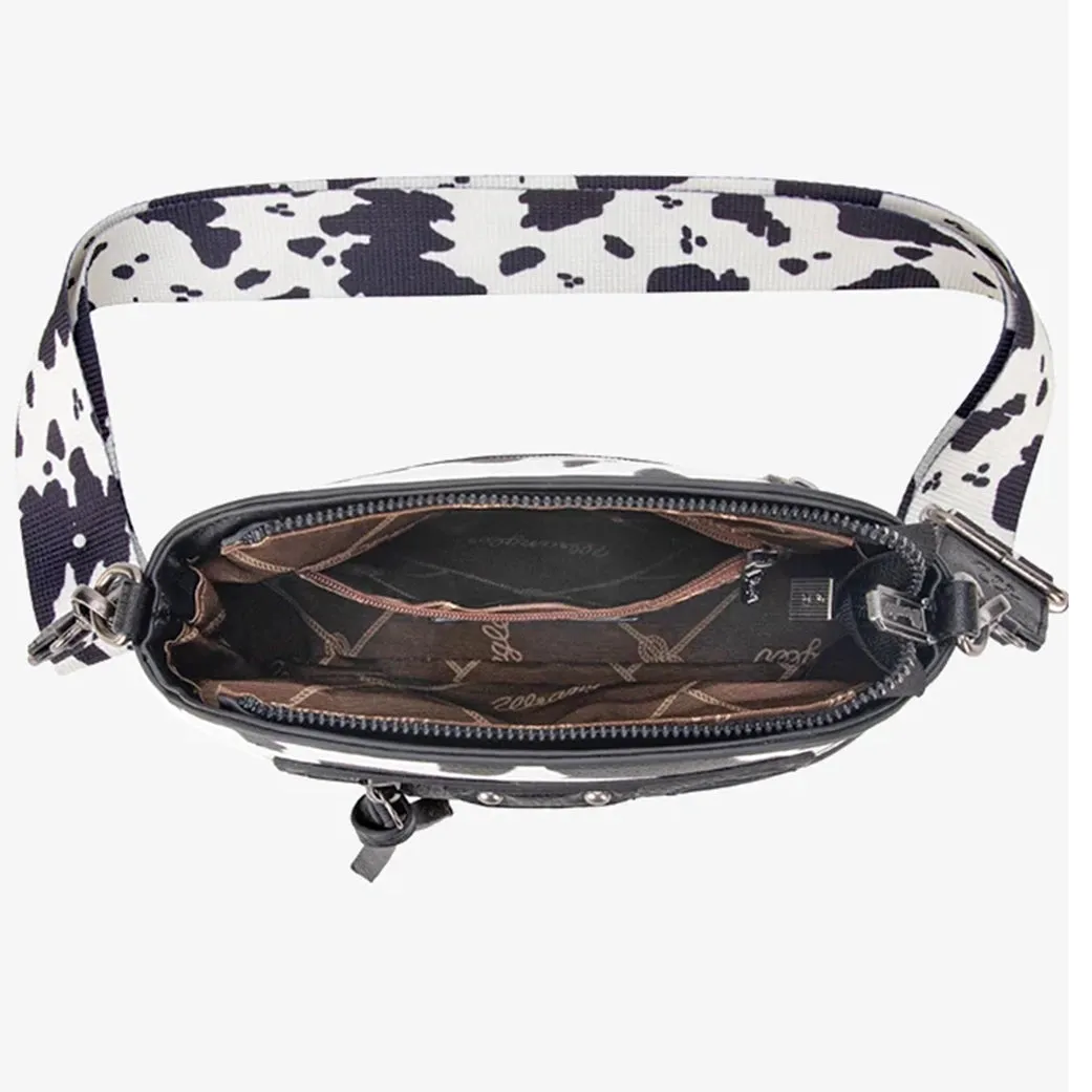 Montana West Wrangler Black Cow Print Crossbody sold by Western Edge product image thumbnail 2