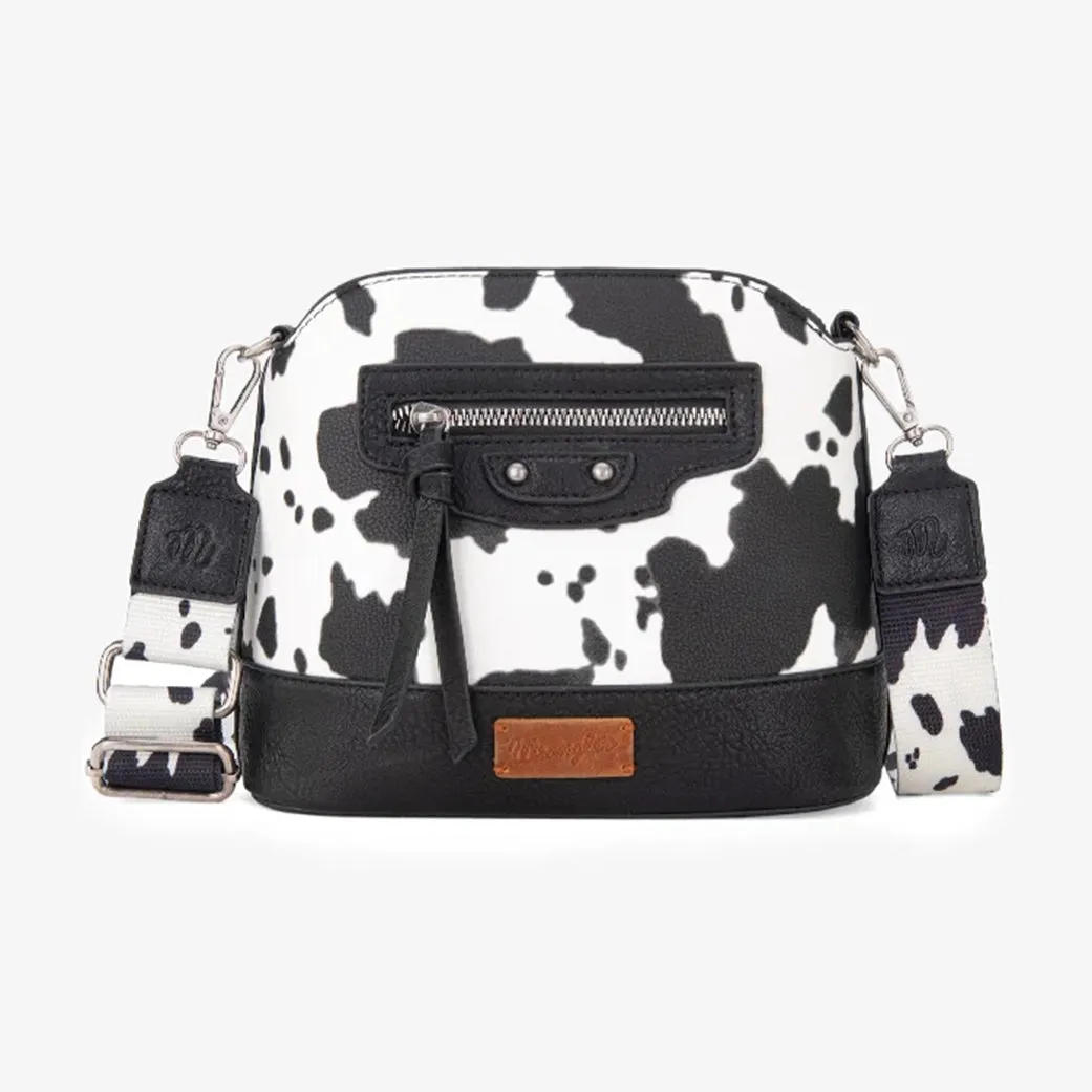 Montana West Wrangler Black Cow Print Crossbody sold by Western Edge