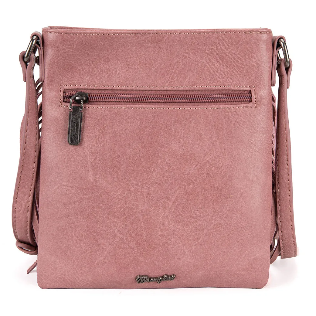 Montana West Wrangler Pink Fringe Denim Pocket Crossbody sold by Western Edge product image thumbnail 4