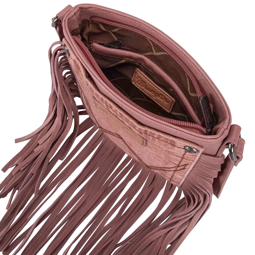 Montana West Wrangler Pink Fringe Denim Pocket Crossbody sold by Western Edge product image thumbnail 3