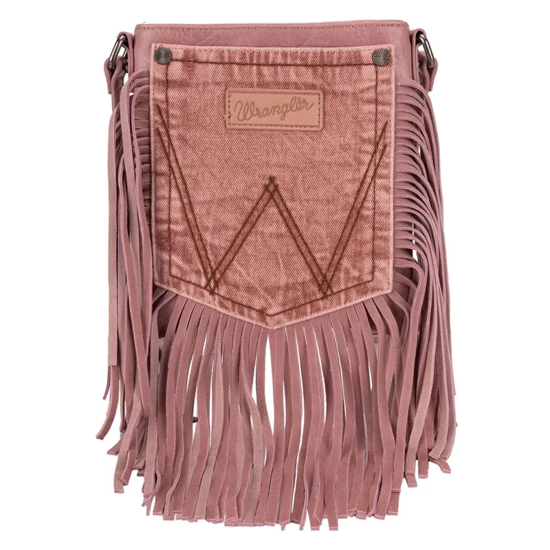 Montana West Wrangler Pink Fringe Denim Pocket Crossbody made by Montana West