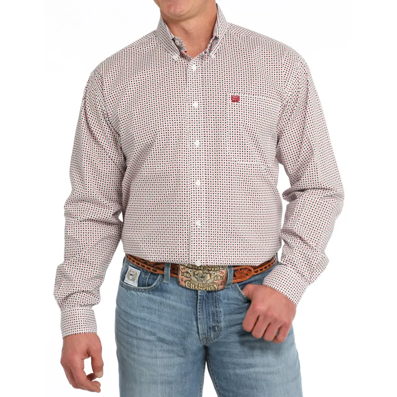 Cinch Men's White Geometric Print Button Down sold by Western Edge