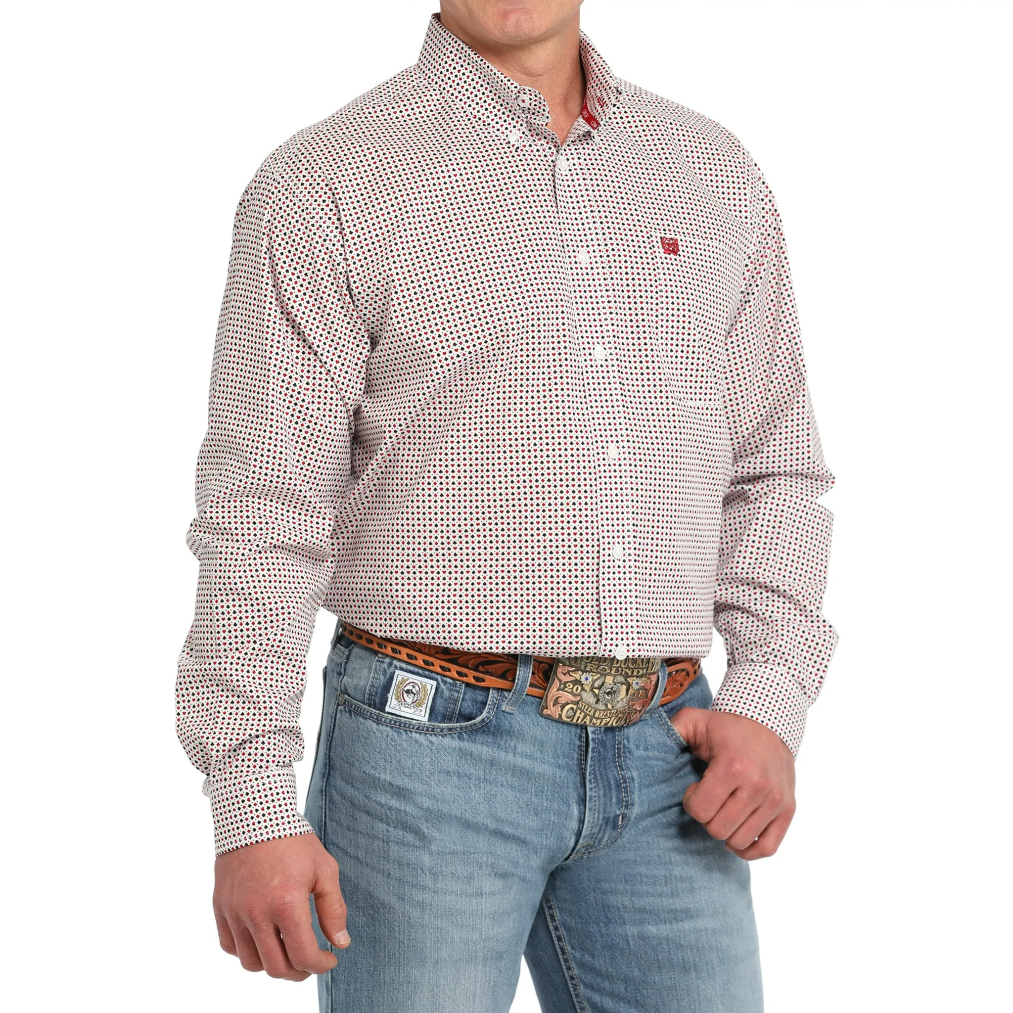 Cinch Men's White Geometric Print Button Down sold by Western Edge product image thumbnail 3
