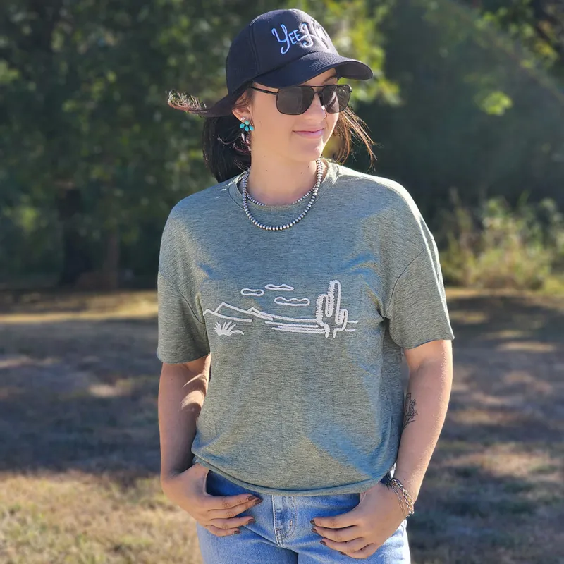 Olive Desert Cropped Tee made by Western Edge