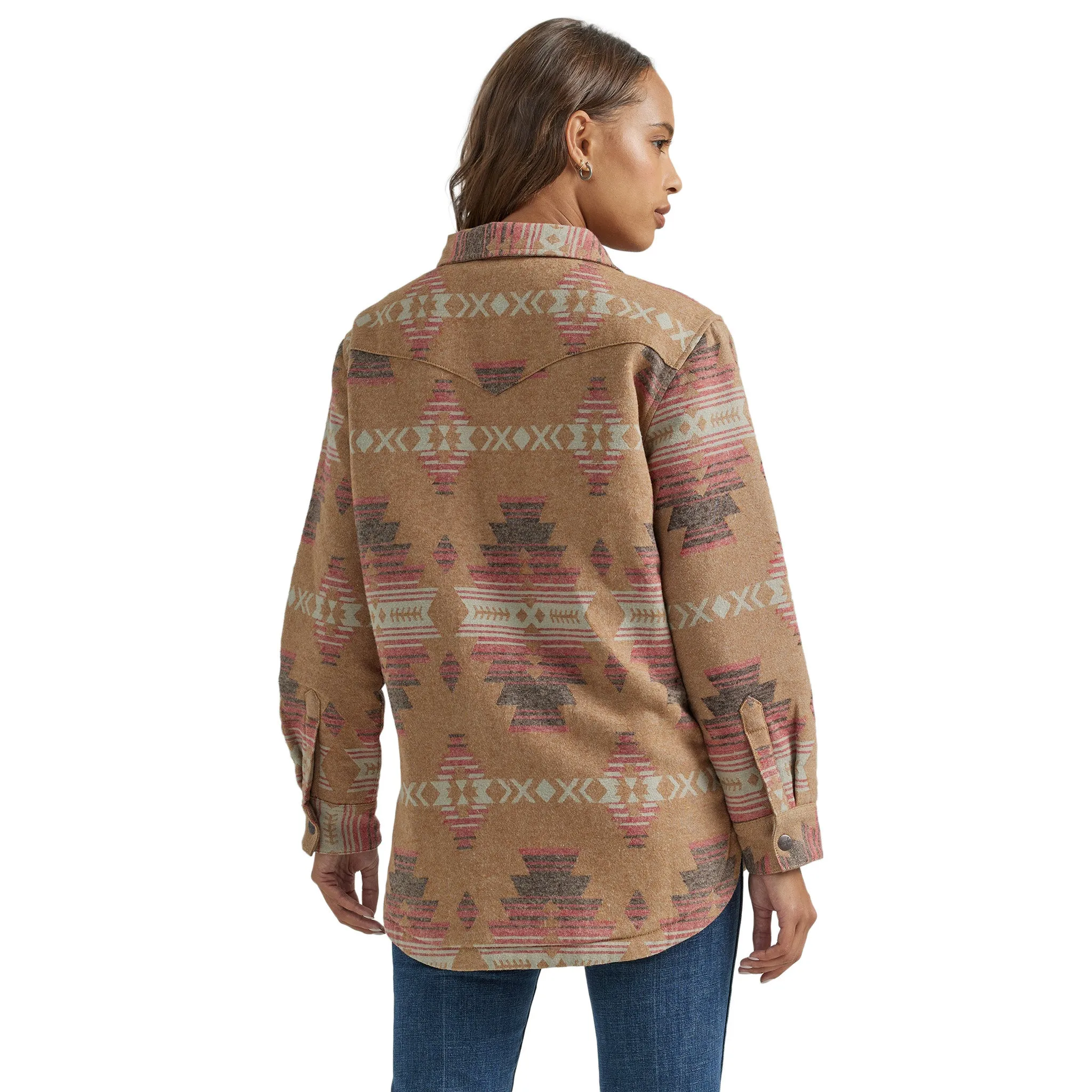 Wrangler Women's Brown Pink Aztec Shacket sold by Western Edge product image thumbnail 2