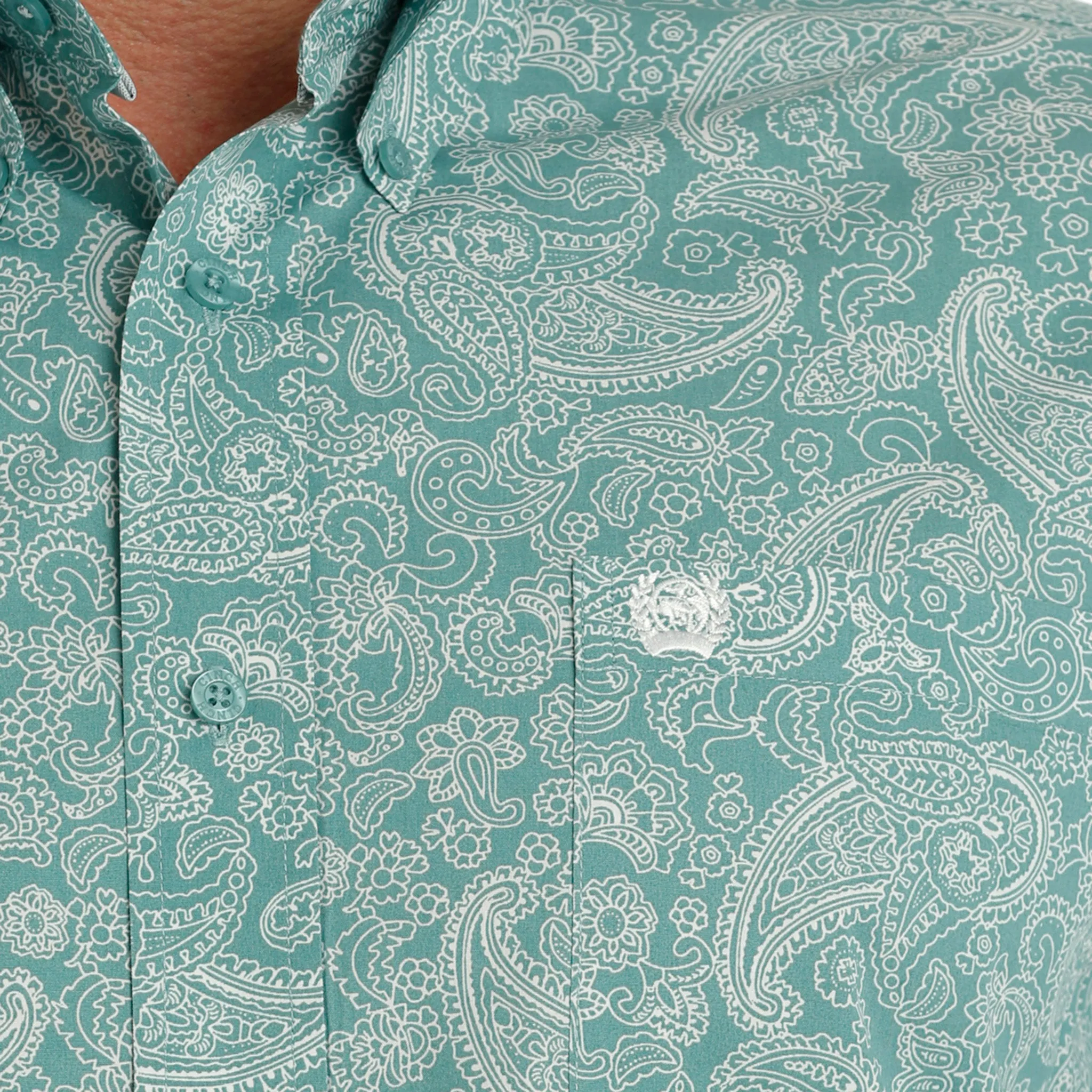 Cinch Men's Turquoise Paisley Print Shirt sold by Western Edge product image thumbnail 3