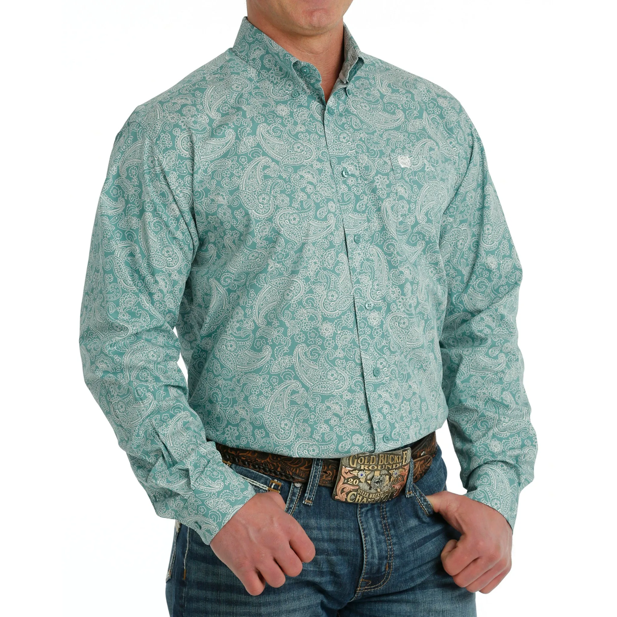 Cinch Men's Turquoise Paisley Print Shirt sold by Western Edge product image thumbnail 2