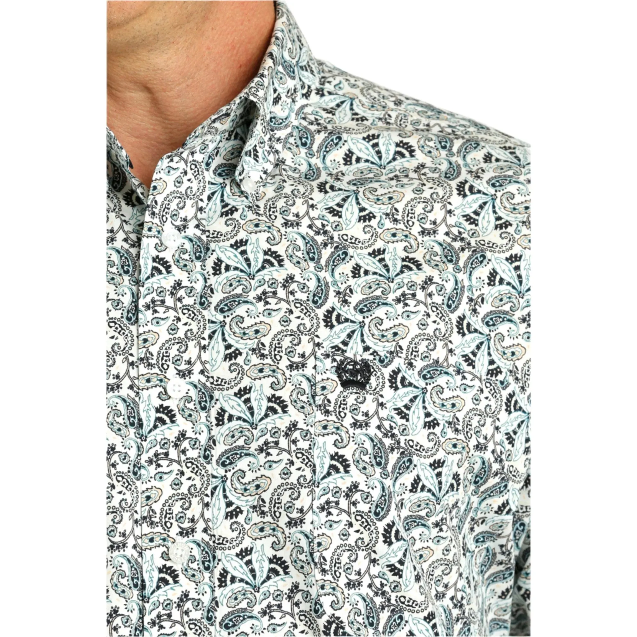 Cinch Men's White & Green Paisley Long Sleeve sold by Western Edge product image thumbnail 4