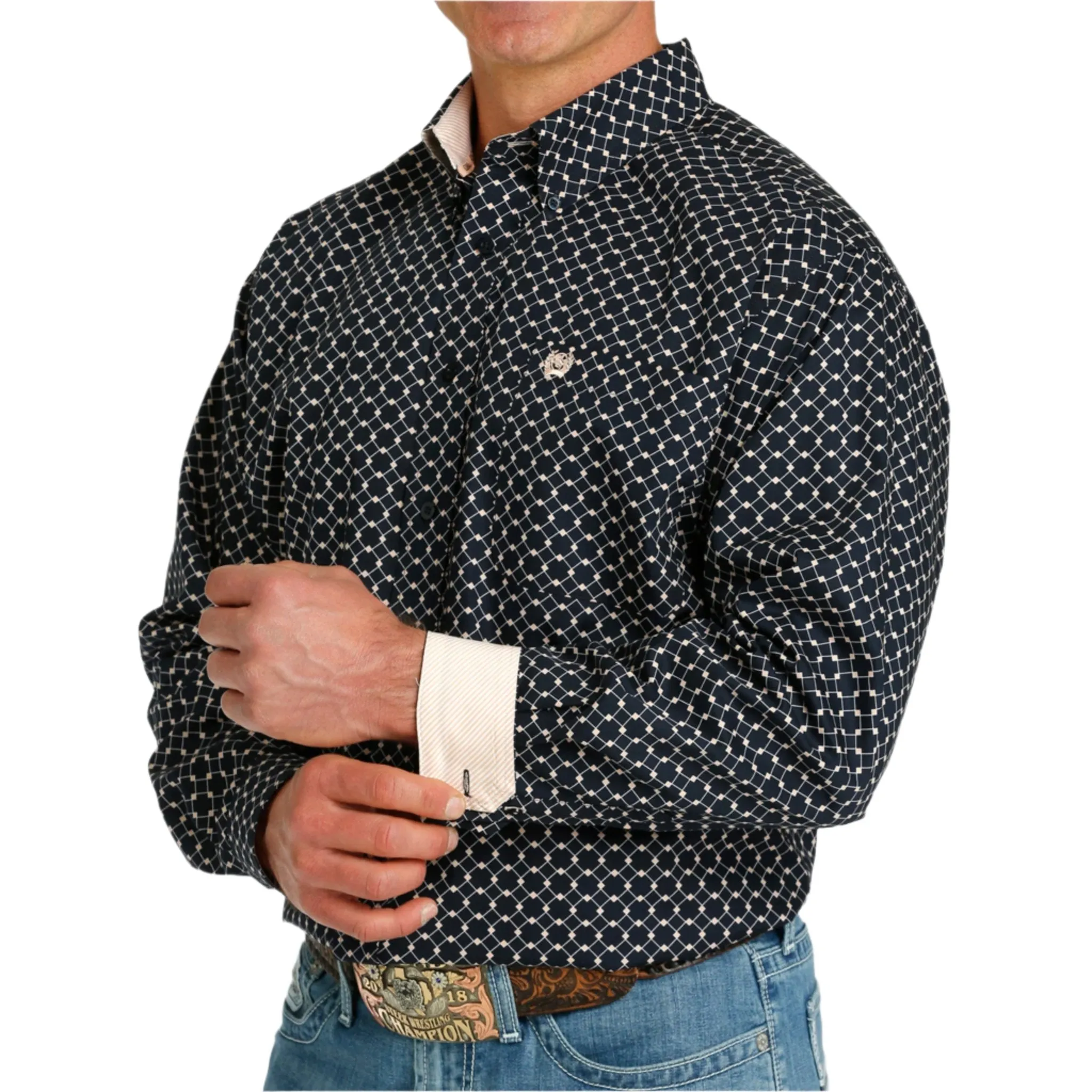 Cinch Men's Navy Geo Print Long Sleeve Shirt sold by Western Edge product image thumbnail 2
