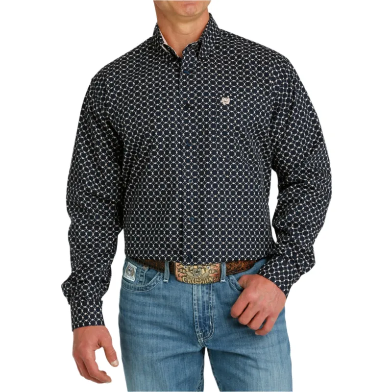 Cinch Men's Navy Geo Print Long Sleeve Shirt sold by Western Edge